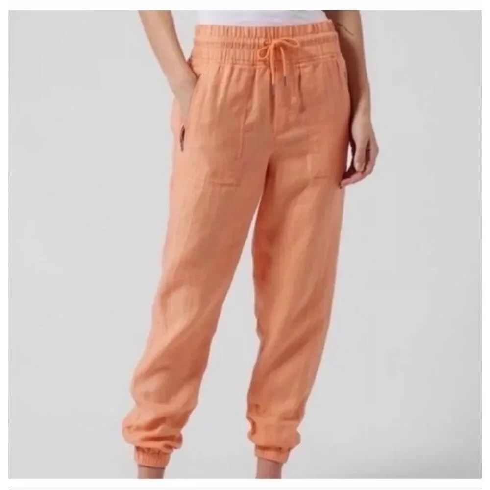 Athleta Cabo linen peach orange jogger pants size 2 xs